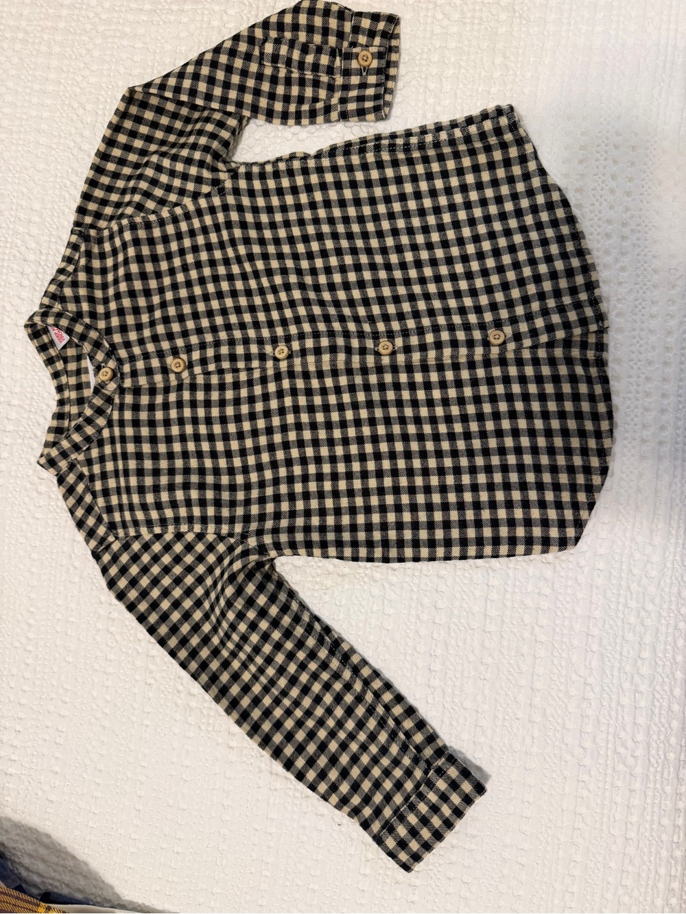 Zara Black and Cream Check Kids Button-Up Shirt